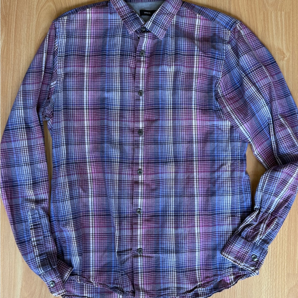 Vince Men's Plaid Checkered Shirt - Blue and Purple